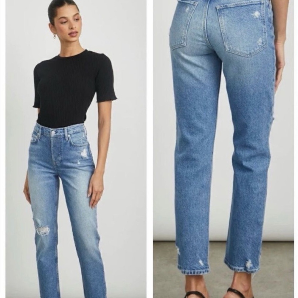 Rails Melrose high waisted Distressed Straight-Leg Jeans NWT - Picture 3 of 6